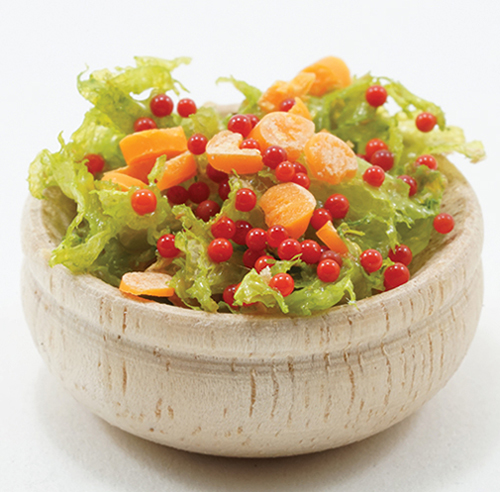 Dollhouse Miniature Salad In Wood Bowl